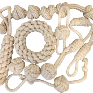 Natural Hemp Rope Dog Toy Set (9 piece)