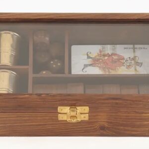 Wooden Tabletop Game Set with Brass Dice Cups