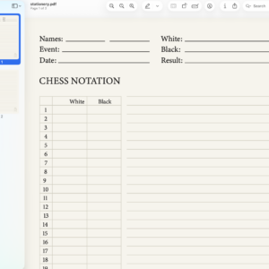 Chess Notation Sheets and Stationery