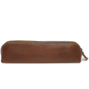 Leather pen case for 5–6 pens with zipper closure