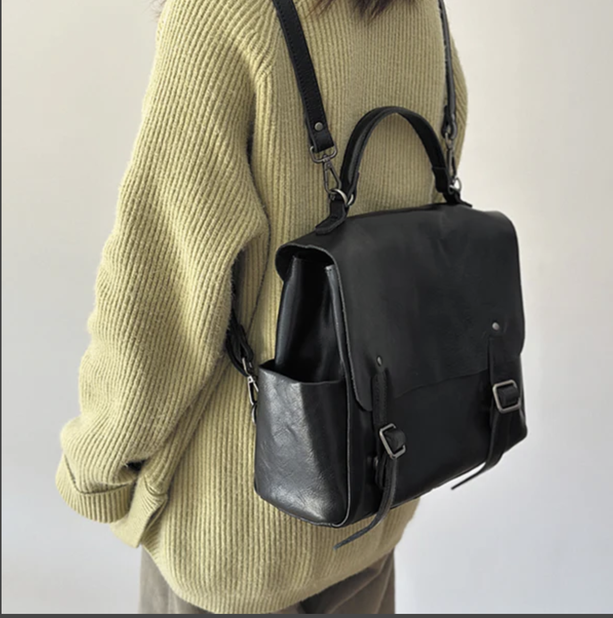 Vintage Womens Leather Backpack, Handmade Full Grain Leather Backpack, Women's Leather Backpack for School or Work - Image 2
