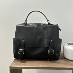 “full grain leather compact backpack everyday carry bag”